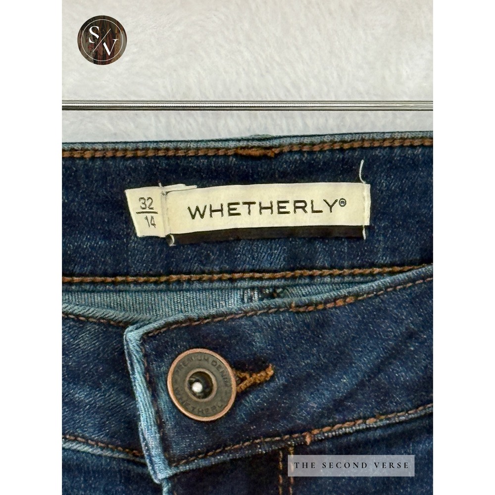 Whetherly Women Wide Leg Crop Jeans Dark Wash Raw Hem Denim Size 32/14 - Picture 11 of 13